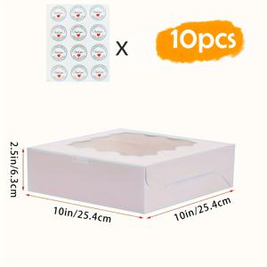 TEMU 모모델리 10팩 102.5인치 투명 창문이 있는 화이트 박스 - 컵케이크, 쿠키, 치즈케이크용 일회용 플립탑 패스트리 & 디저트 포장, 생일, 결혼식, 발렌타인데이, 축하 트릿 홀더, 꽃무늬 디자인