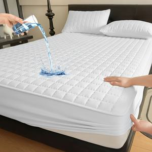 TEMU 1개 방수 매트리스 커버 시트, 풀 커버리지 침구 보호 커버, 안전한 고정 & 세탁기 사용 가능; 싱글/트윈/풀 사이즈 침대용 (30cm 깊은 포켓, 베개 커버 제외) - 가정용으로 이상적