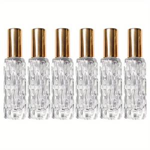 TEMU 6개 우아한 0.34oz 충전 가능한 유리 향수 병, 금색 노즐 - 누출 방지, 여행용 용기, 향수 및 화장품, 샘플 및 개인 사용에 적합, 향수 여행용 용기 | 우아한 향수 병 | 내구성 있는 유리 병, 향수 여행 세트