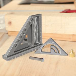 TEMU 2-in-1 목공 세트 스퀘어 및 작은 삼각형 규칙 조합 세트 - 3D 다각형 프레임 스퀘어 프로트랙터 라페이더 스퀘어 각도 위치 지정 도우일 핀 및 T 스퀘어 스크리빙 구멍