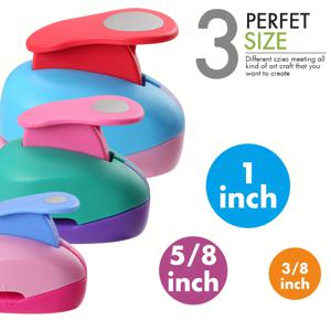 TEMU 3/8인치, 5/8인치, 1인치 사이즈의 원형 구멍 펀치 세트. 종이 공예, 스크랩북, 추억 책, 카드 제작, 다이어리, 선물 태그, 홈메이드 콘페티 제작에 적합하며 다양한 색상으로 제공됩니다.