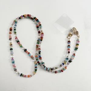 TEMU 1개 컬러풀 페블 폰 랜야드, 도파민 색상 사각 비즈 크로스바디 스트랩, 야외 방지 손실 폰 체인, 다기능 카메라 목걸이, 휴대폰 및 카메라용