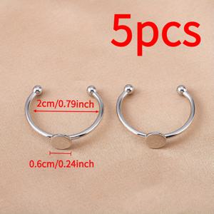 TEMU 스테인리스 스틸 재질의 패션 주얼리 반지 블랭크 및 액세서리 5종, 조절 가능한 용접 디스크, 장식 부품 접착 및 삽입 가능, 다양한 사이즈의 반지 베이스 제공.