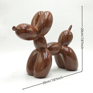 TEMU 1개 레트로 우드 그레인 풍선 강아지 조각상, 크리스마스 홈 데코 레진 조형물, 실내/야외 전시 및 할로윈 장식용, 높이 7.8인치