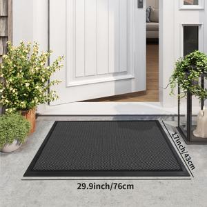 TEMU 1개 다장 미끄럼방지 도어 매트 - 흡수력 좋은 입구용 매트, 스크래치 방지 실내/야외 바닥매트 - 쉬운 세척 뒷면, 현관, 파티오, 홈용 - 모던 디자인 매트 블랙 (1개), 슬림한 도어매트, 기계제작 품질, 아파트 생활