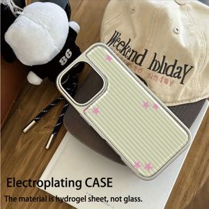 TEMU 폰케이스: 에폭시 수지 소프트 쉘 전기도금 접착제 낙하 방지 폰케이스 그린 별무늬 애플 16ProMax/15Plus/14/13 충격 방지 보호 커버 귀여운 휴일 선물 남자친구, , 여동생, 가족용