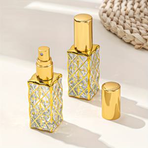 TEMU 2개 골든 향수 스프레이 병 - 아랍 중동 스타일, 12ml/0.41oz 유리 리필 가능 여행용 분무기, 미세한 안개, PVC 무함유, 여성 남성 선물 (생일 크리스마스 발렌타인데이)