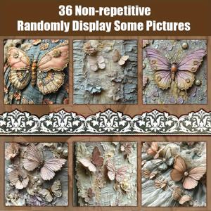 TEMU 36개의 유니크한 퇴색된 레이스 비즈 장식, 오래된 스크랩북 용지, 장식 용지, 빈티지 다이어리 배경, 카드 매트, 카드 제작, 선물 포장, 기념 앨범, 수제 프로젝트에 적합한 재료 용지