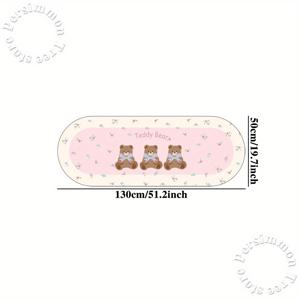 TEMU 1pc 인조 양털 1000g/m² 두께 1cm 50x130cm/19.7x51.2inch, 1pc 핑크 카펫 귀여운 곰 패턴 긴 매트 부드러운 푹신한 바닥 매트 귀여운 달콤한 집 장식 매트 휴일 생일 선물 거실 침실 복도 주방 실내 라운지에 적합