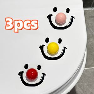 TEMU 3개 세트 웃는 조커 변기 뚜껑 홀더 + 뚜껑 리프터 핸들 - 접착식 사전 부착 라운드, 광택 플라스틱 재미있는 욕실 액세서리, 부활절, 할로윈, 크리스마스 선물용 (빨간색, 분홍색, 노란색)|변기부속품|변기커버