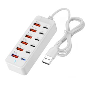TEMU 12포트 USB 3.0 & Type-C 고속 충전 멀티탭 (66W PD, USB-A 6개 + PD 포트 6개, 37.4