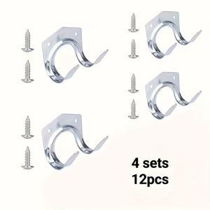 TEMU 12개입 고강도 금속 벽걸이 랙 세트 - 후크 4개 및 나사 8개 포함, 삽, 갈퀴 등을 위한 이중 후크 정원 수납 랙! 가정 또는 상업용 산업 등급 수납 솔루션