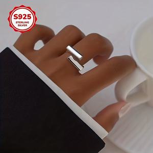 TEMU 스털링 실버 기하학적 매끄러운 인터우븐 링 - 패셔너블 유니크 오픈 디자인 - 라이트 럭셔리 정교한 핑거 링