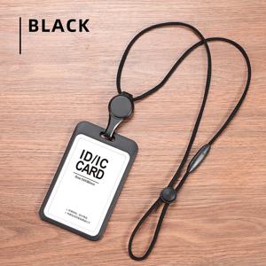 TEMU 양면 투명 ID 카드 홀더 (풀아웃 스트랩 포함) - 내구성이 뛰어난 PP 소재, 블랙 & 화이트 디자인, 직원 ID, 명함, 신용 카드 보안 클립 - 전문적인 사무실 액세서리, ID 카드 홀더 | 세련된 디자인 | 내구성 플라스틱