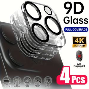 TEMU iPhone 17 Pro Max, 17 Pro, 17 Air, 16, 15, 14, 13, 12, 11 Pro Max Plus용 강화 유리 카메라 렌즈 보호 필름 4개입 | 스크래치 방지, 지문 방지, 간편한 설치, 깨지지 않는 보호 케이스
