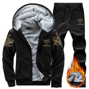 TEMU 남성 가을/겨울 스포츠 레저 세트, 두꺼운 기모 안감 후드 가디건, 따뜻한 피트니스 의상, 투피스 홈웨어.