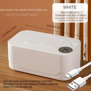 TEMU 10와트 USB 전원 방수 티슈 히팅 박스, 55-65도 3단계 온도 조절로 지속적인 온도 유지 기능 제공