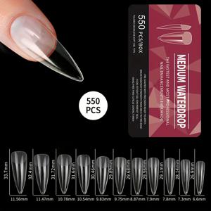 TEMU 네일 살롱용 중간 사이즈 클리어 네일 팁 알몬드//스퀘어/스틸레토 형태의 프레스 온 네일 아크릴 네일 익스텐션 네일 팁 550개/박스