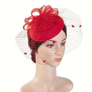 TEMU 1개 우아한 여성용 꽃 베일 패시네이터 클립 - 생동감 넘치는 & 중성적인 색상의 수공예 메쉬 헤드웨어, 티 파티, 생일, 경마, 신부 행사에 이상적, 신부용 웨딩 베일