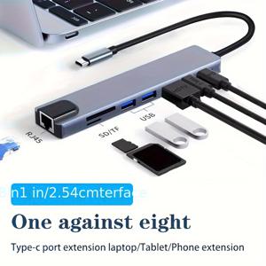 TEMU 8-In-1 USB C 허브 Type C 스플리터 (Macbook Air M1 및 iPad Pro용 4K Thunderbolt 3 도킹 포함, RJ45 및 HDTV 호환 기능)