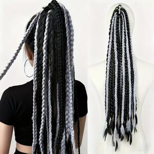 TEMU 헤어 익스텐션용 브레이드 연장 탄성 로프 합성 브레이드 포니테일 쿨 스파이시 복싱 24브레이드