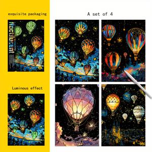 TEMU 4개 세트 수제 창의적인 야광 스크래치 아트 A4 성인용 스크래치 종이 퍼즐