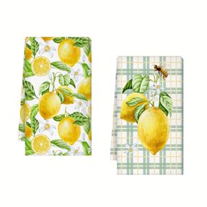TEMU 레몬 주방 수건 2pcs, 빠른 건조 식기용품 (45 x 70 센티미터), 이사선물로 적합한 장식용 차수 – 홈쿠킹, 결혼식, 연회 & 뷔페에서 이상적으로 사용하기 좋은 필수품, 웨딩데코, 모던키친웨어, 스타일리시한디쉬클로스, 내구성 있는 소재, 마이크로파이버 타월,다목적 타월, 실용적인 인테리어, 행사계획자, 집들이 호스트