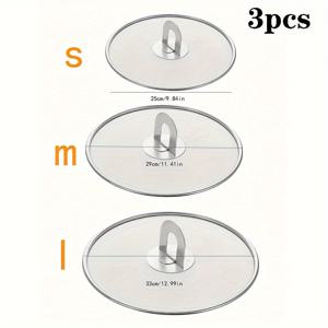 TEMU 3개 세트 - 스테인리스 스틸 스플래시 스크린, 프라이팬 스플래시 가드, 오일 방지 팬, 오일 방지, 실용적인 스플래시 가드, 프라이팬 조리 도구, 보호용 메쉬 냄비 덮개, 주방 도구, RV 도구