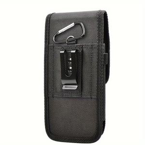 TEMU 폰 케이스: 카드 슬롯과 키체인이 있는 나일론 허리 파우치, 6.3-6.7인치 폰용 블랙 벨트 폰 홀더