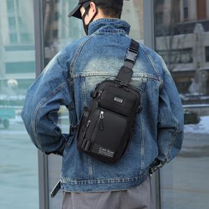 TEMU 남성용 캐주얼 가슴 가방 - 다기능 패션 슬링 크로스바디 숄더 백팩, 대용량, 폴리에스터, 자수 세부 사항, 손 세탁 가능, 지퍼 클로저, 조절 가능한 스트랩 (100cm), 외출, 여행, 일상 사용, 생일 및 휴일 선물에 이상적