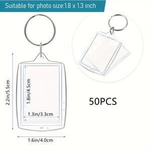 TEMU 50개 2D 사진 프레임 키체인 키트 (실버 키링 포함), 빈 사진 프레임 키체인, 가방 펜던트, 키체인 장식 액세서리에 적합|키링|키링부자재