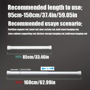 TEMU 1개 드릴 없는 텔레스코픽 로드 내장 스프링, 샤워 커튼, 옷, 문구에 적합한 헤비 듀티 메탈 지지대 - 화이트 & 블랙 옵션, 욕실, 옷장, 로마 로드에 완벽|수건|커튼봉|샤워커튼