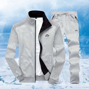 TEMU 남성용 카디건 세트 (봄/가을), 스탠드업 칼라 캐주얼 스포츠 의상, 투피스 세트