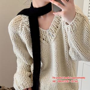 TEMU 1개 여성용 빈티지 스카프 - 긴 & 좁은 탄력 있는 부드러운 목/얼굴 보호용 스카프, 카키/라이트 그레이/레드/그린/블랙 단색 겨울 스카프, 캐주얼 아웃도어 패션 액세서리, 추운 날씨 착용, 스타일, 신축성 소재, 일상복