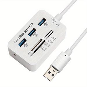 TEMU 7 in1 3포트 USB TYPE C 3.0 허브 + 4포트 확장기 SD TF MS, M2 MMC 메모리 카드 리더 어댑터, U 디스크 PC 노트북 마우스 키보드용