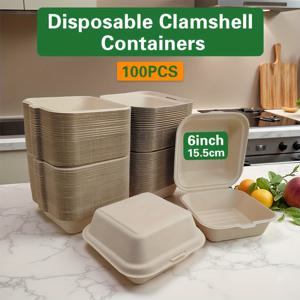 TEMU 50/100개 일회용 클램쉘 테이크아웃 용기 | 6