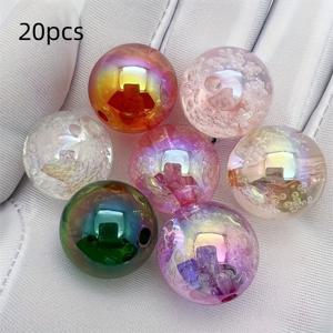 TEMU 20mm 대형 버블 필 투명 구슬 - 중앙 구멍 다색상 (핑크, 그린, 블루, 레드, 퍼플, 클리어) DIY 공예용 구슬, 주얼리 제작, 키체인, 폰참, 펜 액세서리용 - 구형 캡슐 스타일 빈 구슬