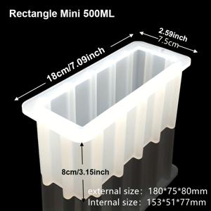 TEMU 1개 대용량 비누 몰드 (500ml-1800ml) - 고강도 실리콘 비누, 캔들, 레진 몰드 - 플로럴 프리저베이션, 스월, 북엔드 - 초보자 & 전문가용 - 쉬운 탈형 및 재사용 가능, 사각 모양, 이지릴리즈 소재