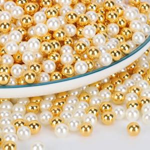TEMU 1000개 리얼리스틱 시뮬레이션 진주 - 꽃병 채우기용 (8mm & 6mm) 장식용 플라스틱 진주, & 골드 - 웨딩, 센터피스, 꽃병 채우기, 테이블 센터피스, 이벤트 장식용