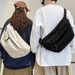 TEMU 캐주얼 크로스바디 사첼백 - 조절 가능한 스트랩 & 지퍼 클로저, 넉넉한 나일론 웨이스트 팩, 대학, 여행용 - 일상 핸드백 (미화이트 색상 가능)|크로스백|힙색