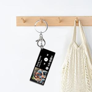 TEMU 좋아하는 노래가 담긴 맞춤형 아크릴 사진 키체인 1개, 개인화된 음악 플레이어 디자인, 내구성 있는 아크릴 소재, 랍스터 클로 걸쇠, 배낭 펜던트에 완벽함, 휴일 선물, 크리스마스, 새해, 발렌타인데이 선물|키링