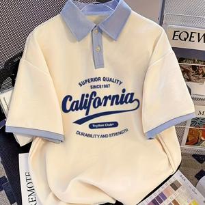 TEMU 폴로 셔츠 반팔 티셔츠 남녀 공용 2025 여름 미국 스타일 레트로 트렌디 브랜드 쿨 핸섬 다용도 라펠 반팔 바디 핏 탑