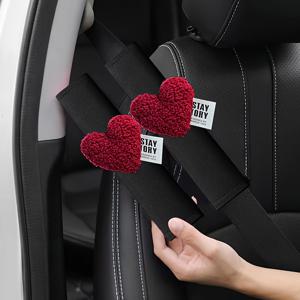 TEMU 차량 벨트 어깨 패드 2개, 레드 플로럴 차량 벨트 커버, 차량 어깨 스트랩용 창의적인 보험 슬리브, 차량 내부 장식.