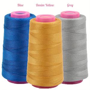 TEMU 3pcs 헤비 듀티 20s/3 자수 실 2400m, 브라운 100% 폴리에스테르 청바지용, 자수 기계용 청바지 실, 청바지 데님 신발 가방 캔버스 가죽 나일론 손 자수용 가정용 강력한 두꺼운 결합 코너 스플