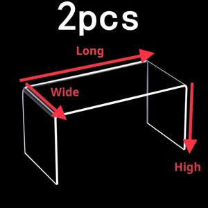 TEMU 2단 투명 아크릴 디스플레이 스탠드 - 내구성이 뛰어나고 설치가 필요 없는 홈 데코용 선반, 5mm 두께의 투명 표면, 레트로 스타일 플라스틱 디자인