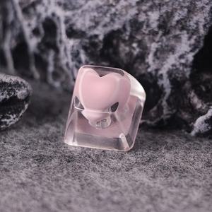 TEMU 1개 KK-Cokio 수제 레진 키캡 - 하트 디자인, 파스텔 핑크 & 퍼플, 체리 MX 스위치와 호환되는 SA R1 높이, 아들, 아버지, 남자친구를 위한 선물, 반투명 디자인 | 품질의 미적 매력