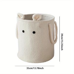 TEMU 큰 용량의 귀여운 디자인 보관 바구니, 두꺼운 플러시 폴리에스터 세탁 바구니, 장난감 수납 상자, 현대적인 홈 정리함, 손잡이가 있는 편안한 운반용, 거실, 침실 및 욕실에 적합한 선반 바구니