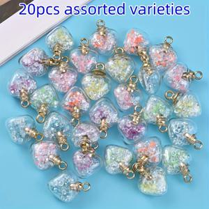 TEMU 20개 창의적인 유리 하트 컬러풀 발광 매력, DIY 귀걸이 목걸이 펜던트에 적합한 참
