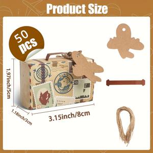 TEMU 손잡이 태그와 로프가 있는 50개 미니 여행용 슈트케이스 파티 선물 상자, 데이, 생일 및 결혼식, 크리스마스, 할로윈을 위한 캔디 선물 상자