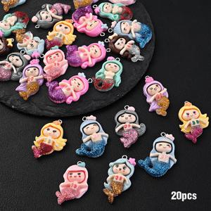 TEMU 20개 수제 레진 인어 펜던트 - 생생한 색상의 반짝이는 물고기 꼬리 주얼리 참, DIY 귀걸이용, 열쇠고리, 신발 및 가방 액세서리, 인어 선물, 장식적인 디테일의 기발한 펜던트